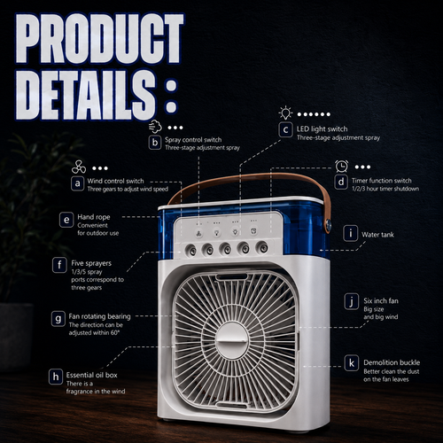 3-in-1 Elite Portable Air Cooler Fan | USB Rechargeable Mist Cooling Fan